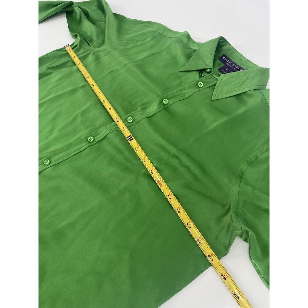 Ralph Lauren Collection Silk Shirt Dress Button Up Resort Runway M 8 Green - Picture 9 of 9